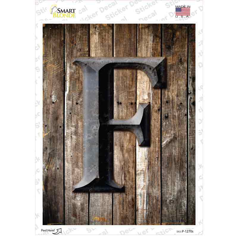 P-1270s-M 6 x 4.5 in. Letter F Novelty Rectangle Sticker Decal - Medium