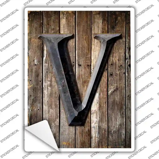 P-1286s-L 9 x 6.7 in. Letter V Novelty Rectangle Sticker Decal - Large