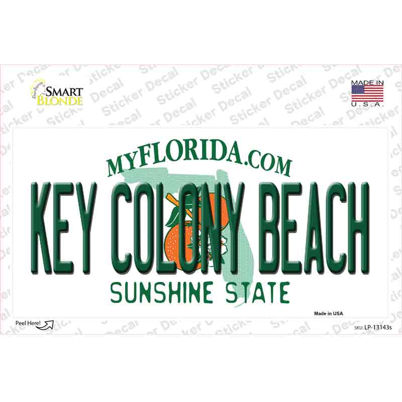 LP-13143s-M 6 x 3 in. Key Colony Beach Florida Novelty Sticker Decal - Medium