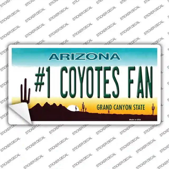 LP-13320s-L 9 x 4.5 in. Number 1 Coyotes Fan Novelty Sticker Decal - Large