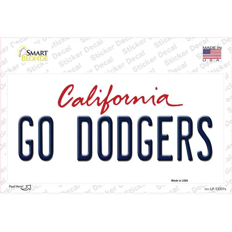 LP-13331s-M 6 x 3 in. Go Dodgers Novelty Sticker Decal - Medium