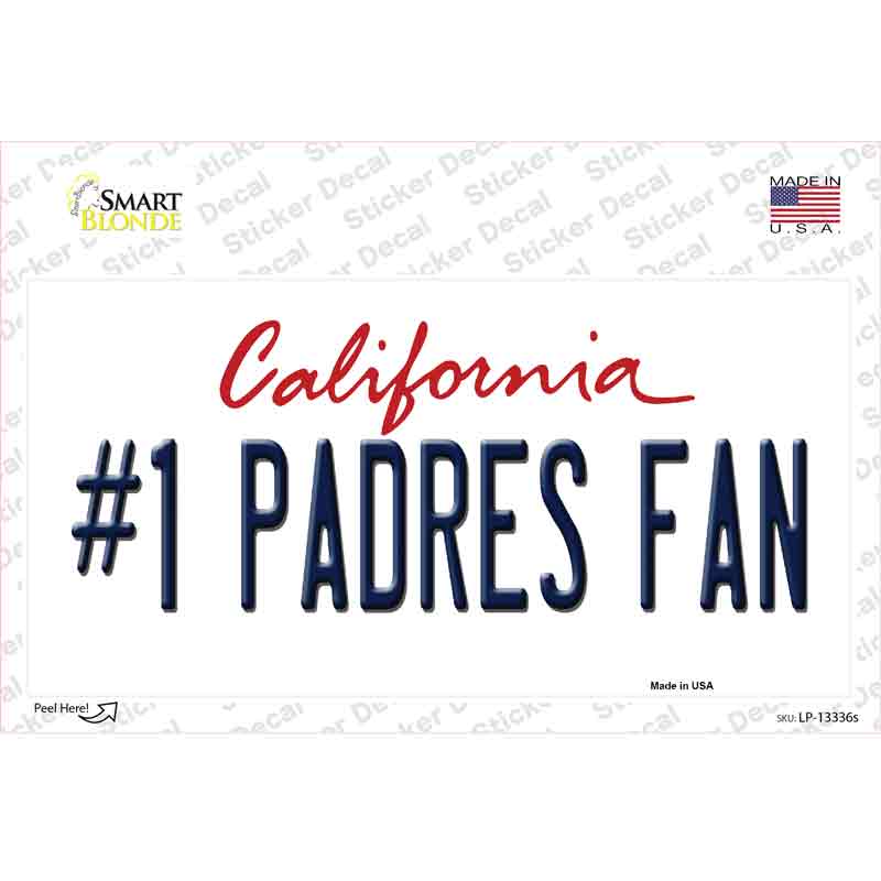 LP-13336s-M 6 x 3 in. Number 1 Padres Fan Novelty Sticker Decal - Medium