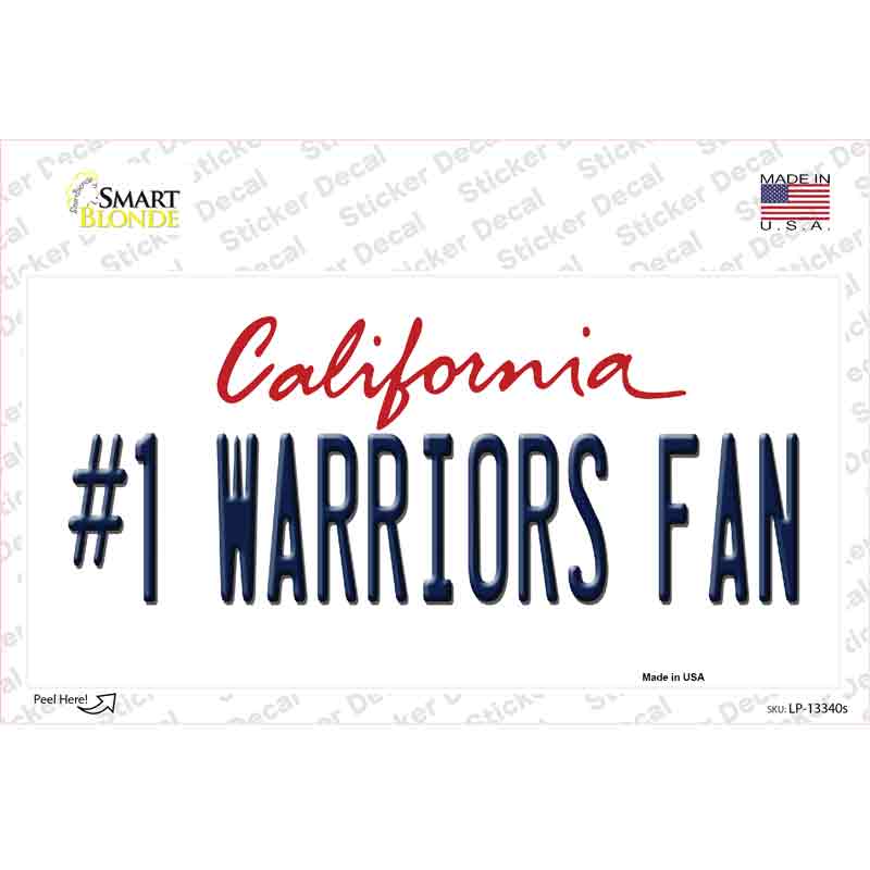 LP-13340s-M 6 x 3 in. Number 1 Warriors Fan Novelty Sticker Decal - Medium