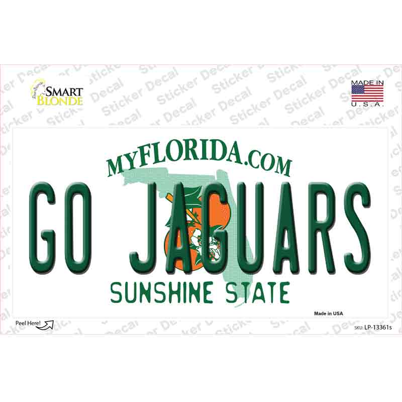 LP-13361s-M 6 x 3 in. Go Jaguars Novelty Sticker Decal - Medium