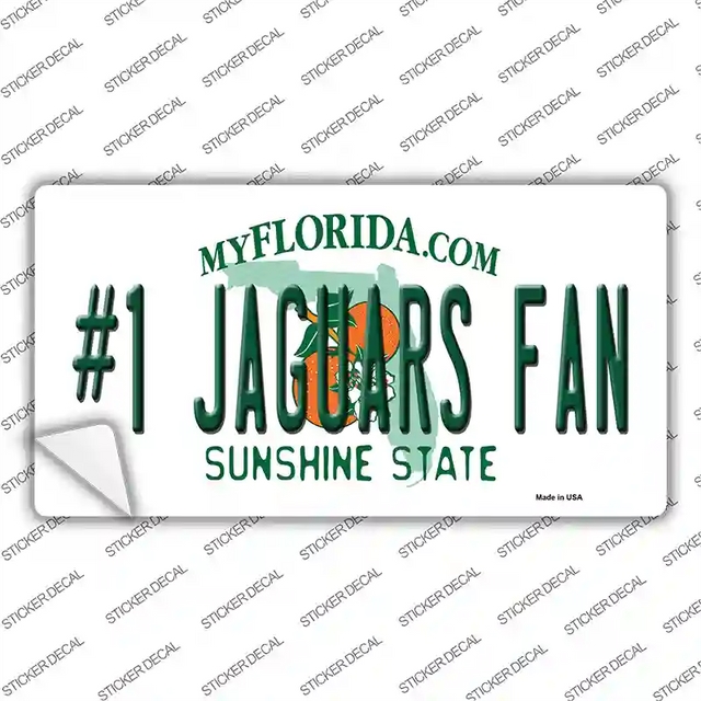 LP-13362s-L 9 x 4.5 in. Number 1 Jaguars Fan Novelty Sticker Decal - Large