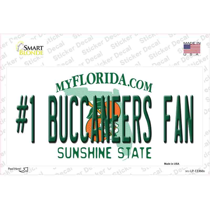 LP-13366s-M 6 x 3 in. Number 1 Buccaneers Fan Novelty Sticker Decal - Medium