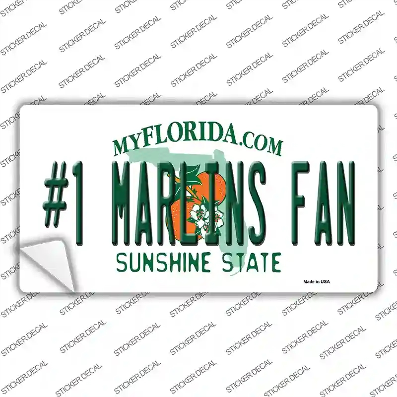 LP-13368s-S 3 x 1.5 in. Number 1 Marlins Fan Novelty Sticker Decal - Small