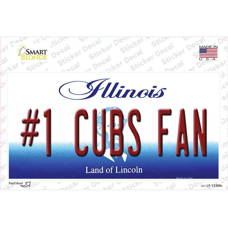 LP-13388s-M 6 x 3 in. Number 1 Cubs Fan Novelty Sticker Decal - Medium