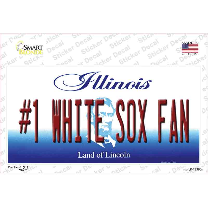 LP-13390s-M 6 x 3 in. Number 1 White Sox Fan Novelty Sticker Decal - Medium