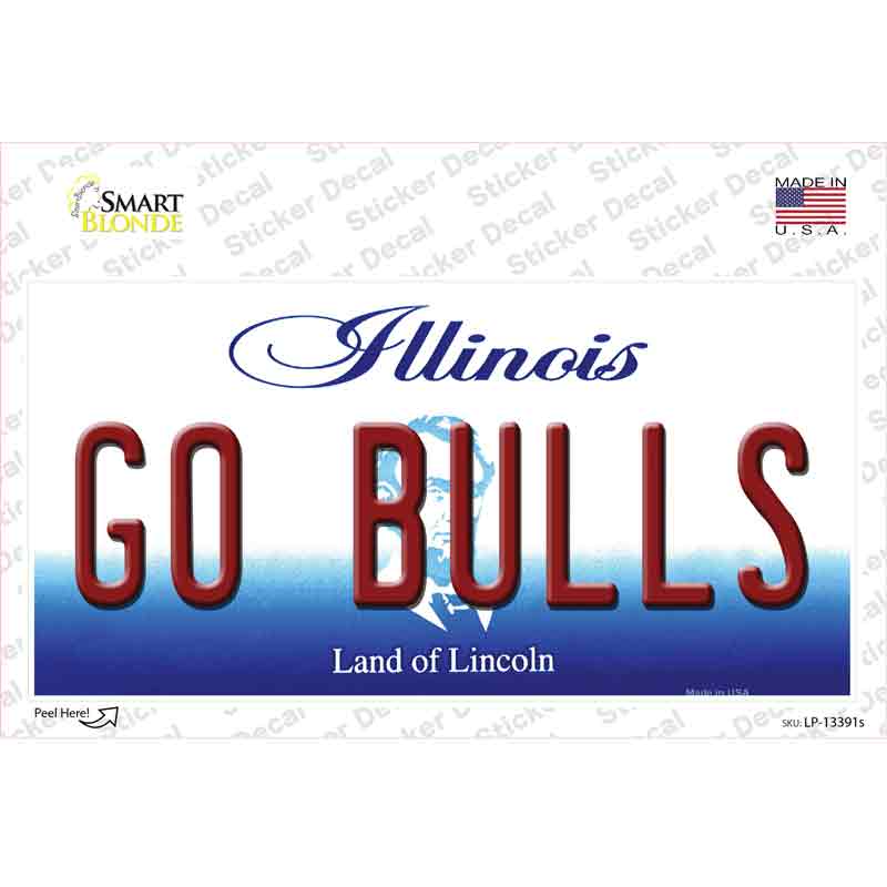 LP-13391s-M 6 x 3 in. Go Bulls Novelty Sticker Decal - Medium