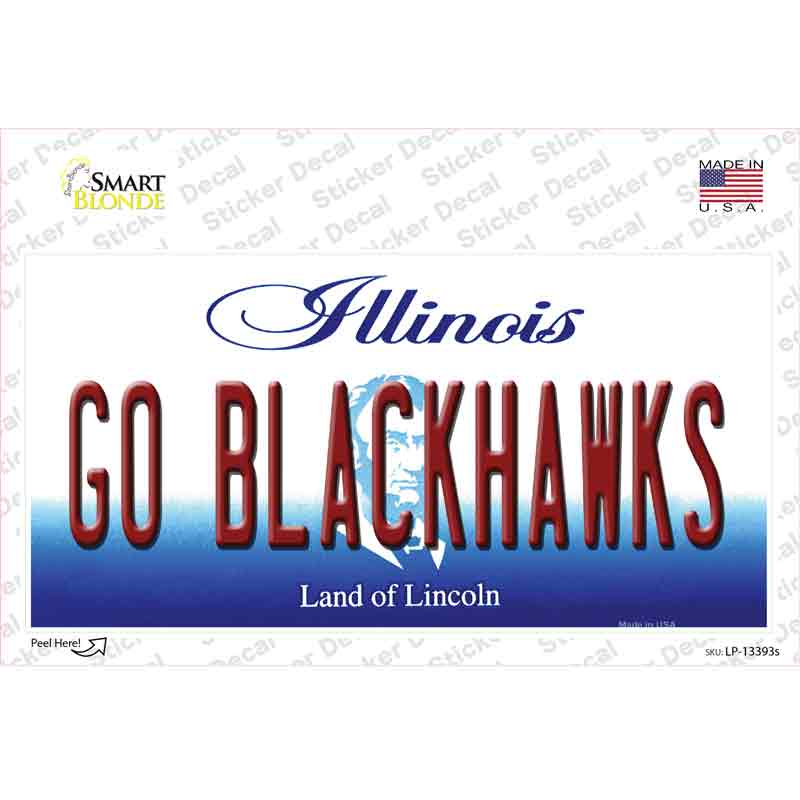 LP-13393s-M 6 x 3 in. Go Blackhawks Novelty Sticker Decal - Medium