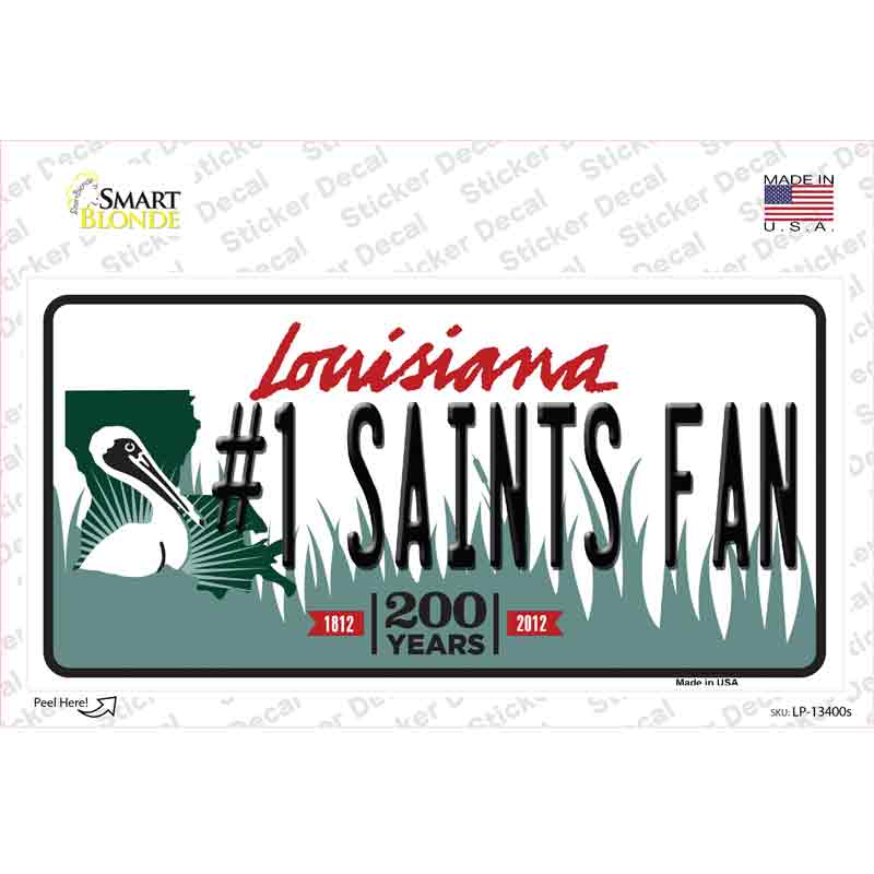 LP-13400s-M 6 x 3 in. Number 1 Saints Fan Novelty Sticker Decal - Medium