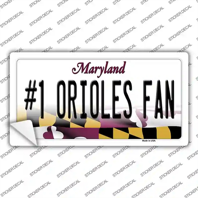 LP-13406s-L 9 x 4.5 in. Number 1 Orioles Fan Novelty Sticker Decal - Large