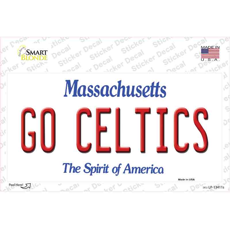 LP-13411s-M 6 x 3 in. Go Celtics Novelty Sticker Decal - Medium