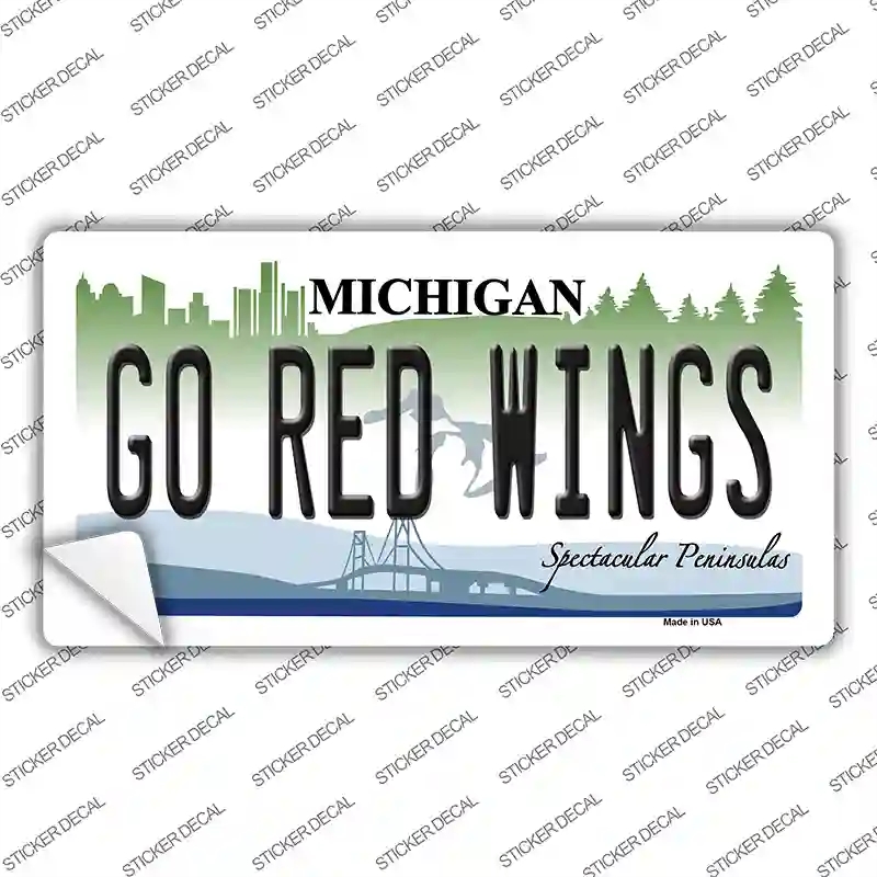 LP-13419s-S 3 x 1.5 in. Go Red Wings Novelty Sticker Decal - Small