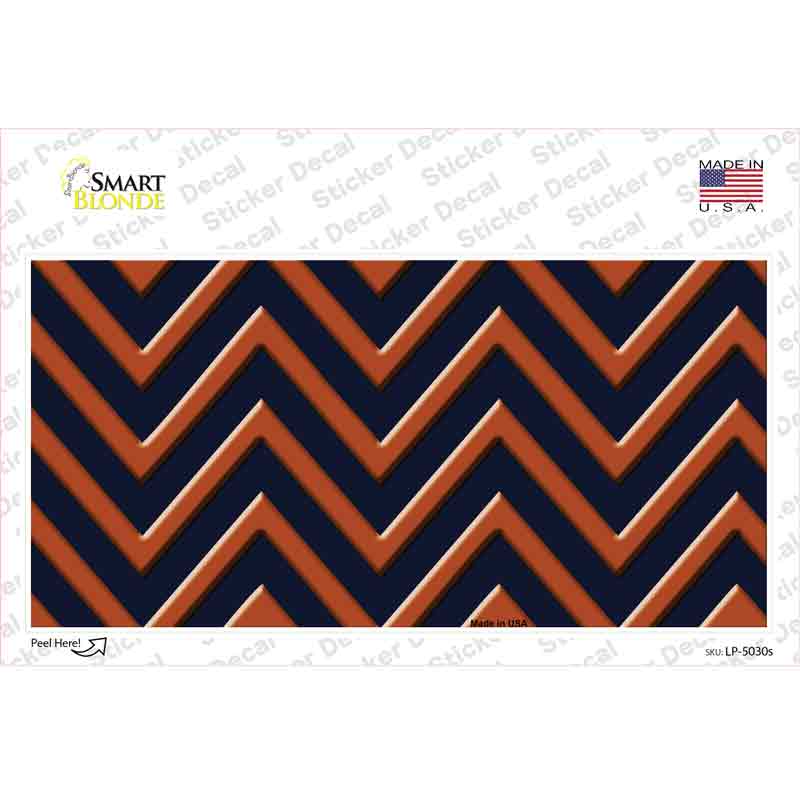 LP-5030s-M 6 x 3 in. Orange Navy Blue Chevron Novelty Sticker Decal - Medium