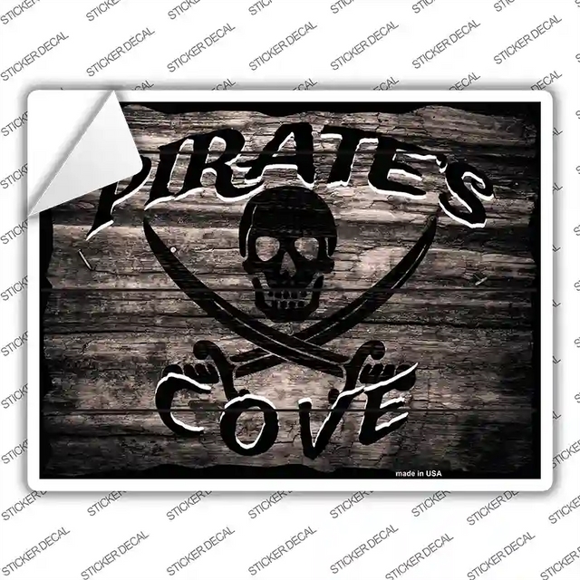 P-1810s-L 9 x 6.7 in. Pirates Cove Novelty Rectangle Sticker Decal - Large