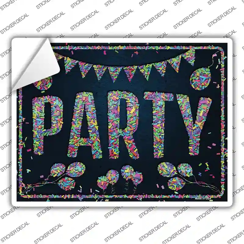 P-1991s-S 3 x 1.5 in. Party Confetti Novelty Rectangular Sticker Decal - Small