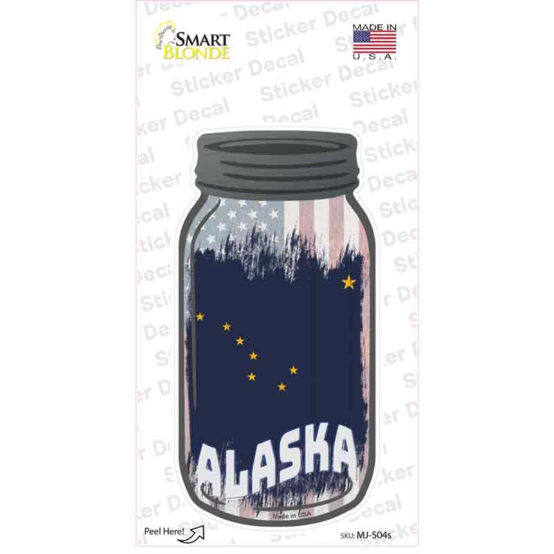 MJ-504s-M 6 x 3 in. Alaska USA Flag Novelty Mason Jar Sticker Decal - Medium