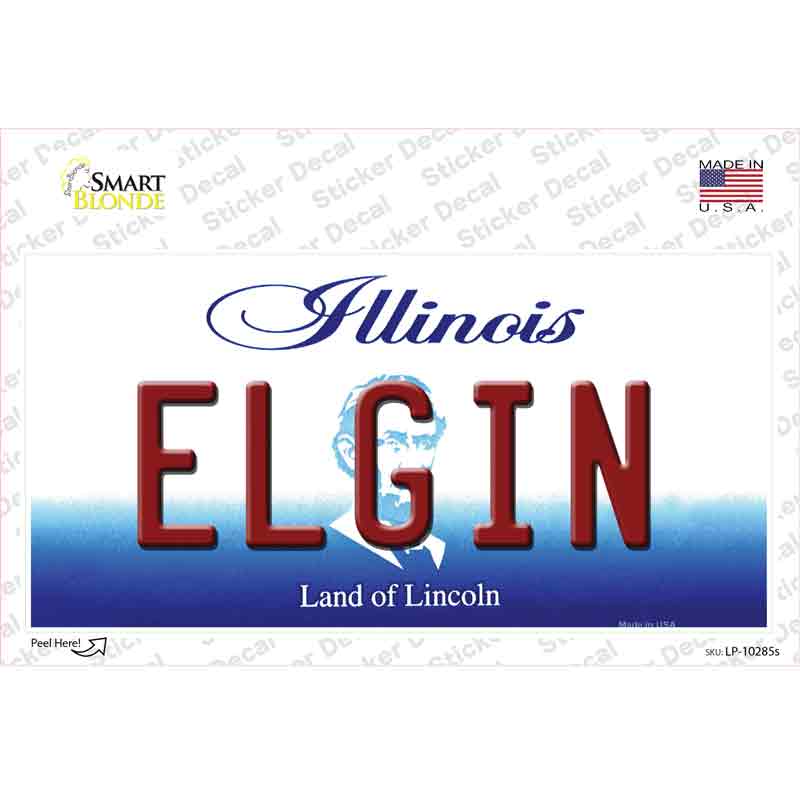 LP-10285s-M 6 x 3 in. Elgin Illinois Novelty Sticker Decal - Medium