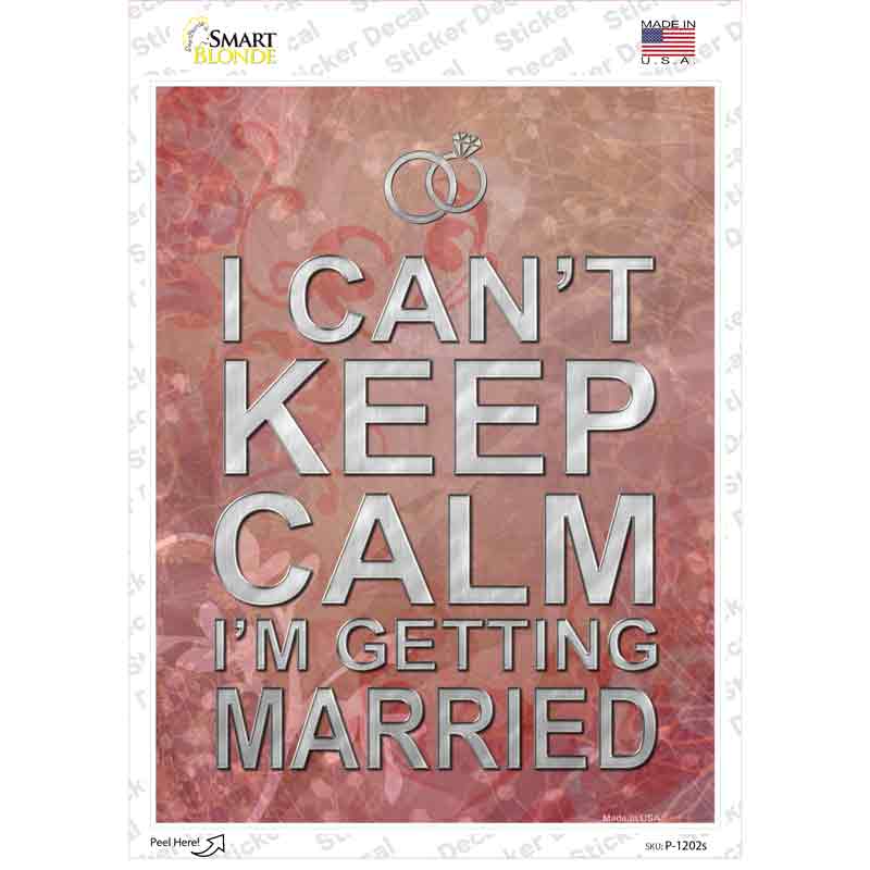 P-1202s-M 6 x 4.5 in. I Cant Keep Calm Novelty Rectangle Sticker Decal - Medium