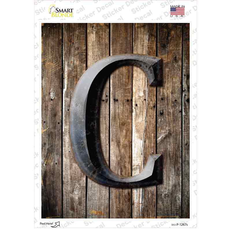 P-1267s-M 6 x 4.5 in. Letter C Novelty Rectangle Sticker Decal - Medium
