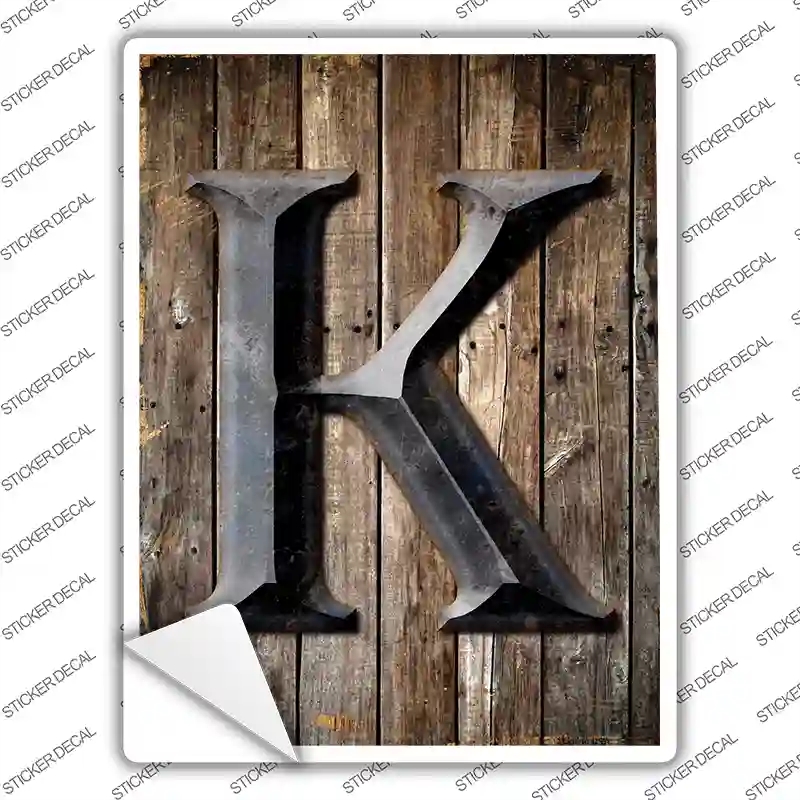 P-1275s-S 3 x 2.2 in. Letter K Novelty Rectangle Sticker Decal - Small