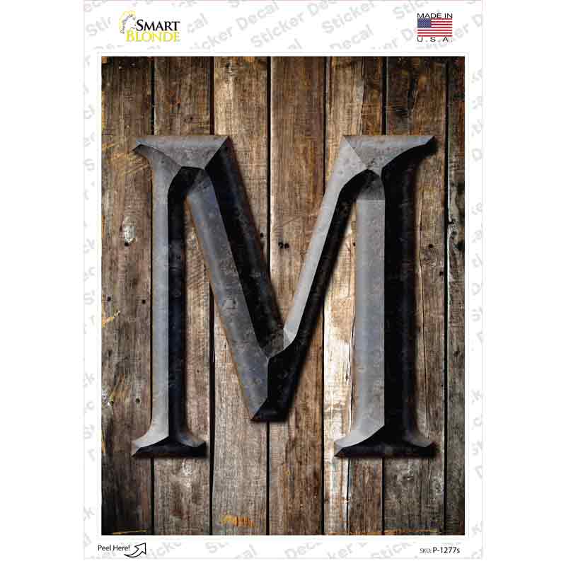 P-1277s-M 6 x 4.5 in. Letter M Novelty Rectangle Sticker Decal - Medium