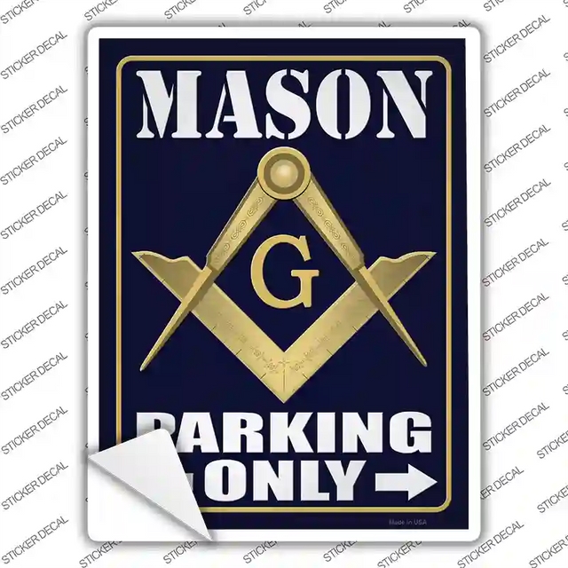 P-4125s-XL 12 x 6 in. Freemason Parking Only Novelty Rectangular Sticker Decal - Extra Large