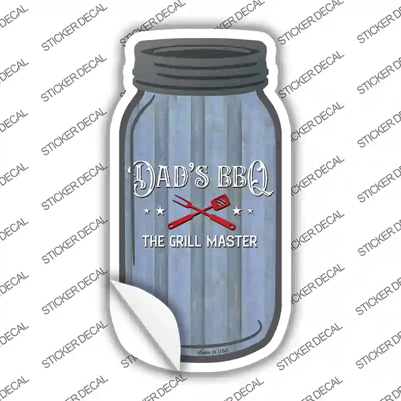 MJ-126s-S 4 x 2 in. Dad Grill Master Novelty Mason Jar Sticker Decal - Small