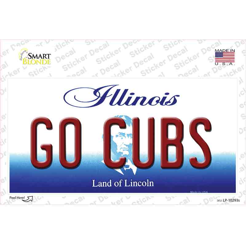 LP-10293s-M 6 x 3 in. Go Cubs Illinois Novelty Sticker Decal - Medium