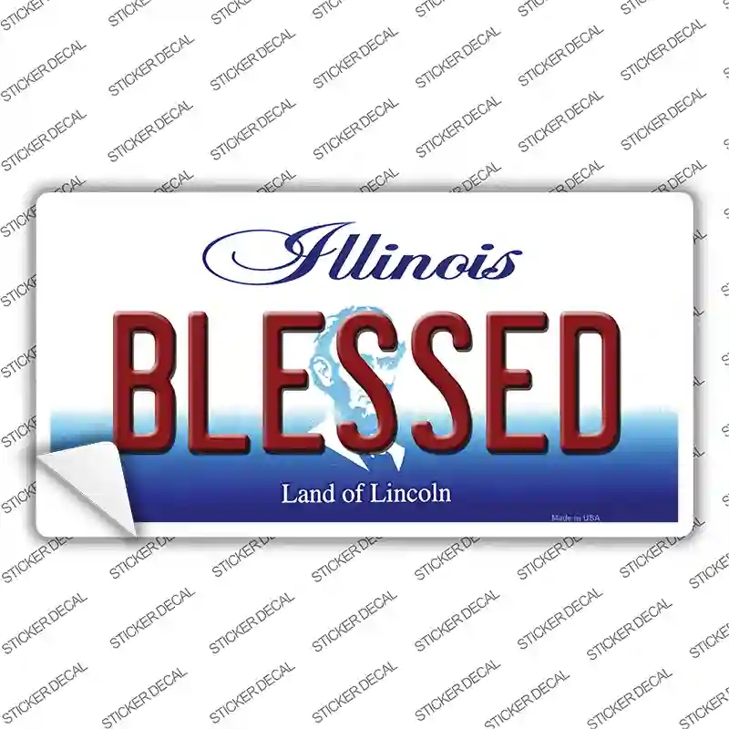LP-10313s-S 3 x 1.5 in. Blessed Illinois Novelty Sticker Decal - Small