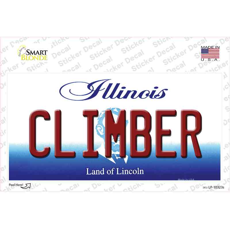 LP-10323s-M 6 x 3 in. Climber Illinois Novelty Sticker Decal - Medium
