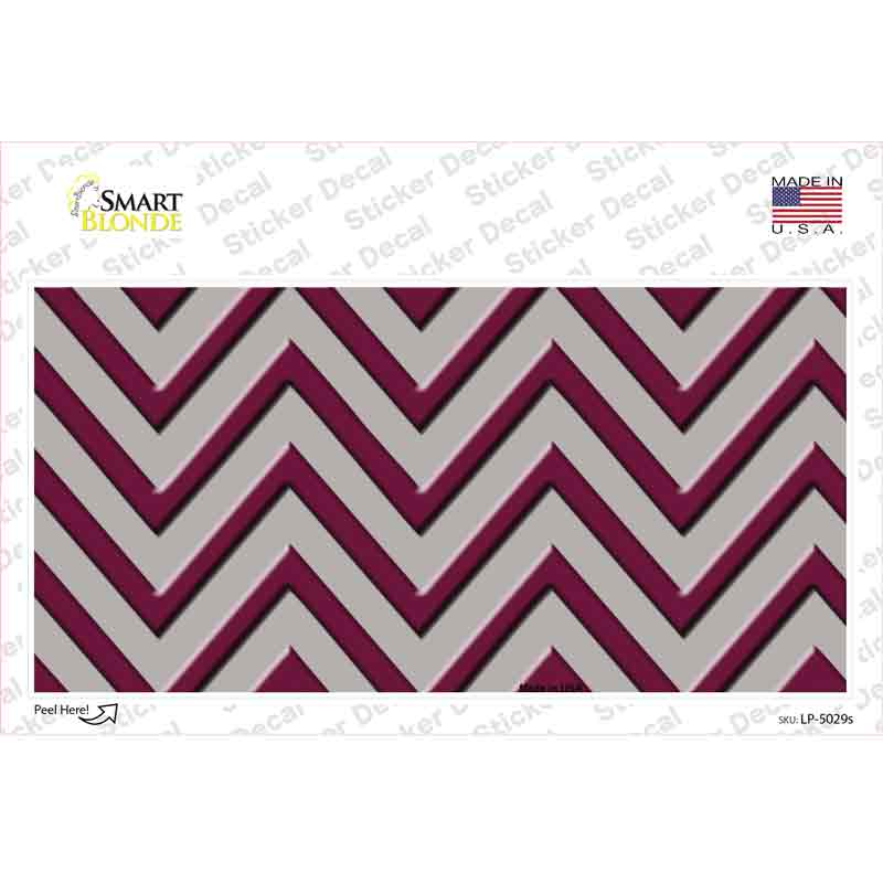 LP-5029s-M 6 x 3 in. Maroon Grey Chevron Novelty Sticker Decal - Medium