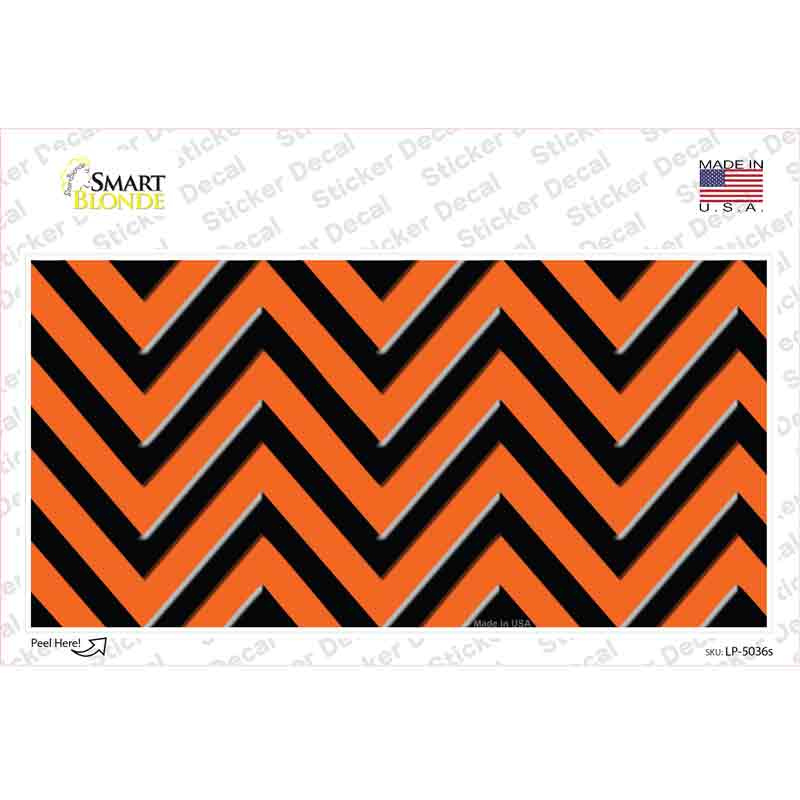 LP-5036s-M 6 x 3 in. Orange Black Chevron Novelty Sticker Decal - Medium