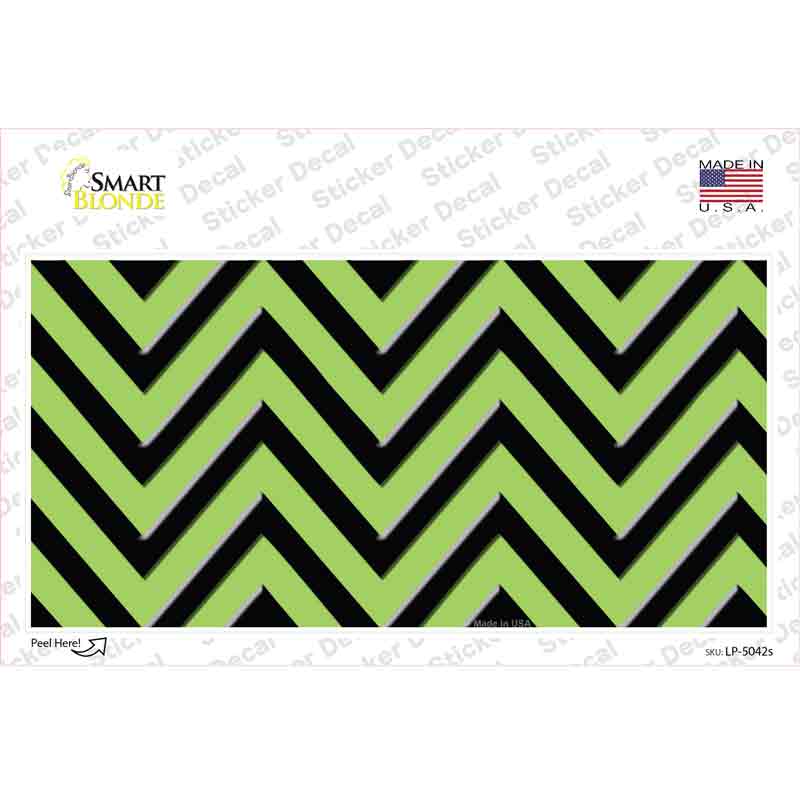 LP-5042s-M 6 x 3 in. Lime Green Black Chevron Novelty Sticker Decal - Medium