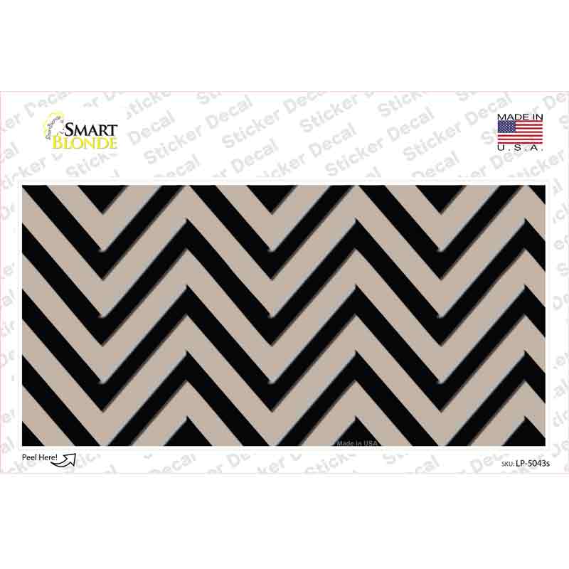 LP-5043s-M 6 x 3 in. Tan Black Chevron Novelty Sticker Decal - Medium