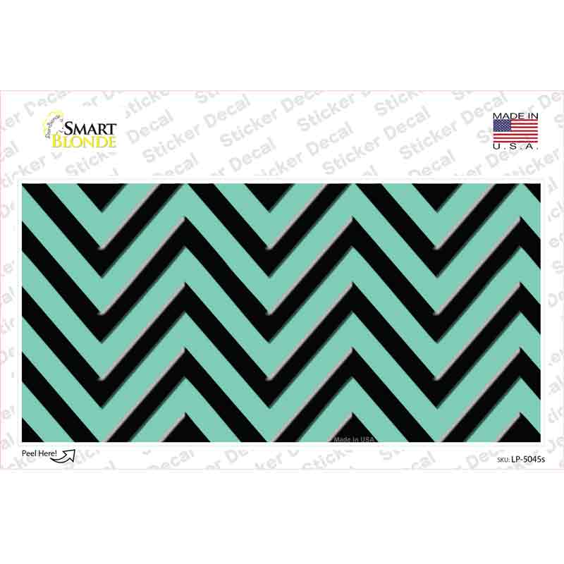 LP-5045s-M 6 x 3 in. Mint Black Chevron Novelty Sticker Decal - Medium