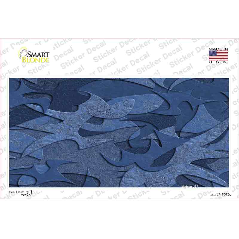 LP-5079s-M 6 x 3 in. Camouflage Solid Blue Novelty Sticker Decal - Medium