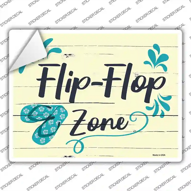 P-1994s-XL 12 x 6 in. Flip Flop Zone Blue Novelty Rectangular Sticker Decal - Extra Large