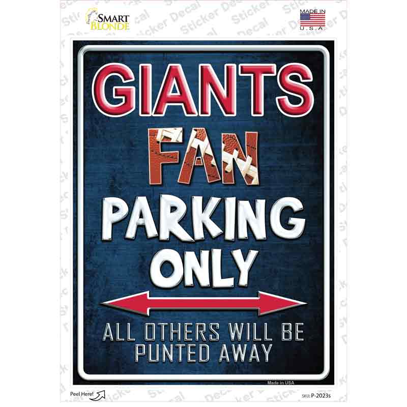 P-2023s-M 6 x 4.5 in. Giants Novelty Rectangle Sticker Decal - Medium