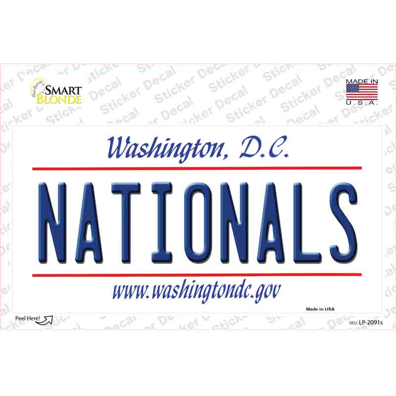 LP-2091s-M 6 x 3 in. Nationals Washington DC State Novelty Sticker Decal - Medium