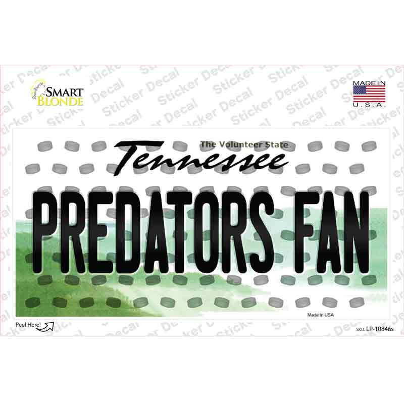 LP-10846s-M 6 x 3 in. Predators Fan Tennessee Novelty Sticker Decal - Medium