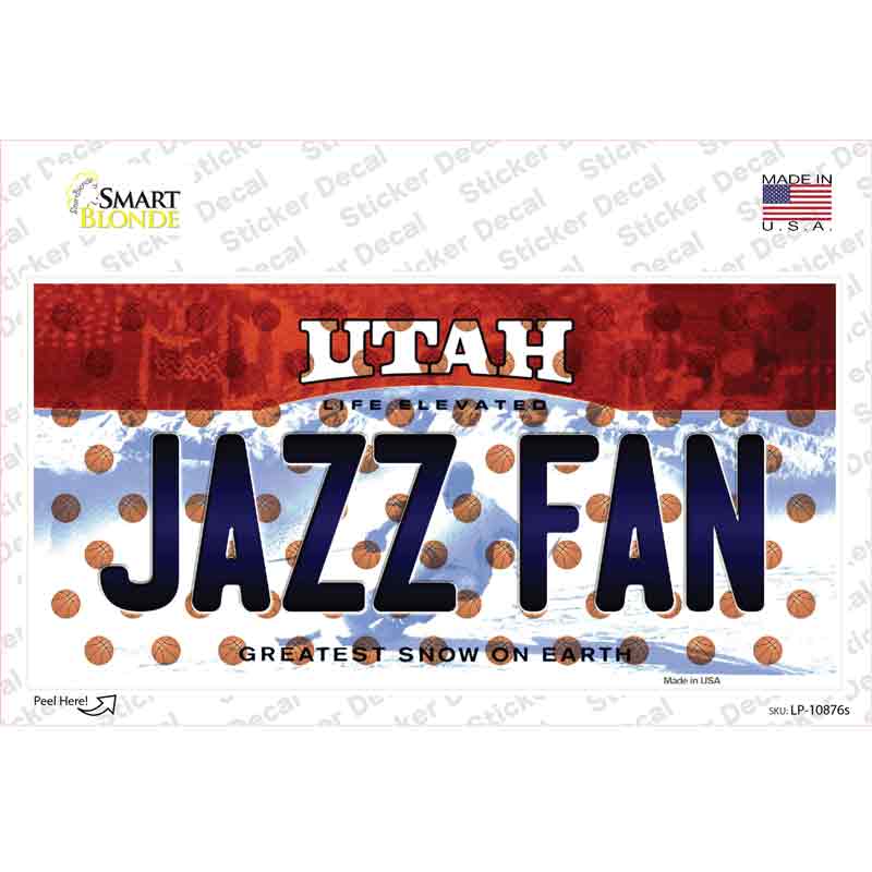 LP-10876s-M 6 x 3 in. Jazz Fan Utah Novelty Sticker Decal - Medium
