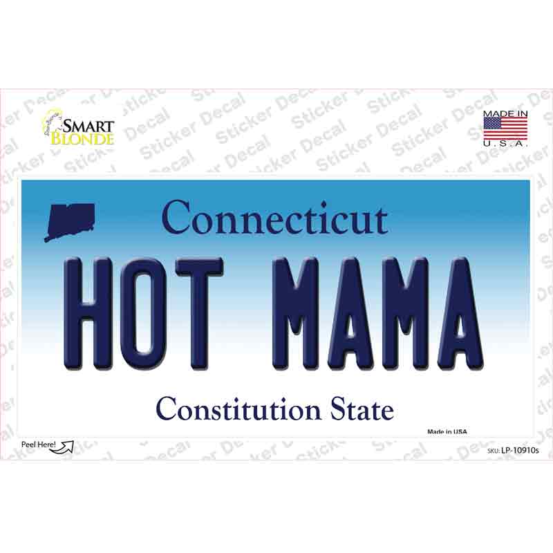 LP-10910s-M 6 x 3 in. Hot Mama Connecticut Novelty Sticker Decal - Medium