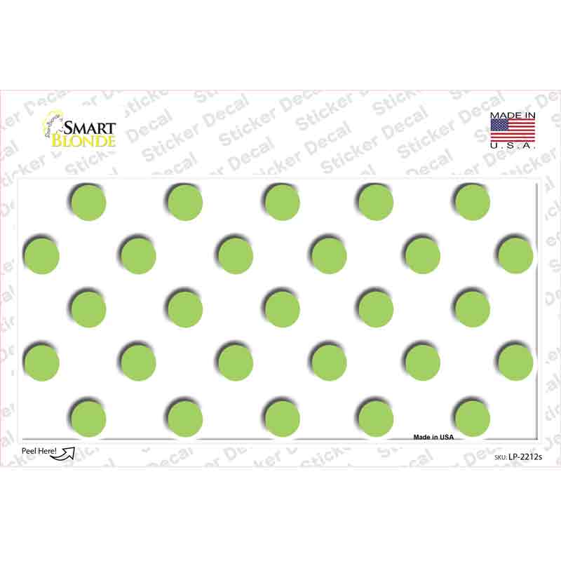 LP-2212s-M 6 x 3 in. Lime Green Polka Dots White Novelty Sticker Decal - Medium