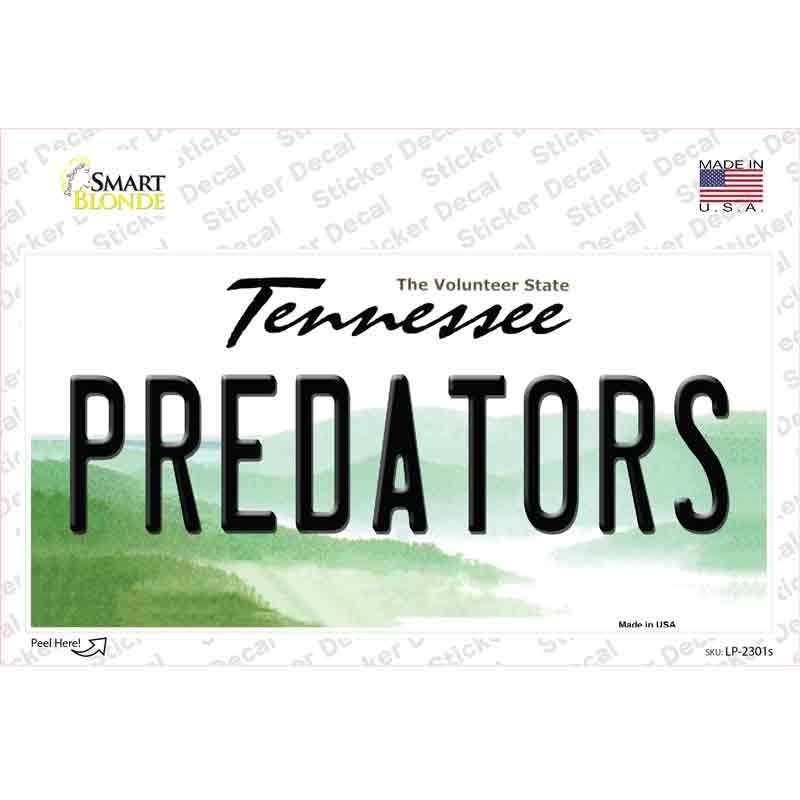 LP-2301s-M 6 x 3 in. Predators Tennessee State Novelty Sticker Decal - Medium