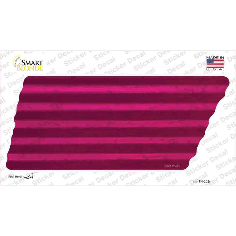 TN-202s-M 6.75 x 3 in. Pink Solid Novelty Corrugated Tennessee Shape Sticker Decal - Medium