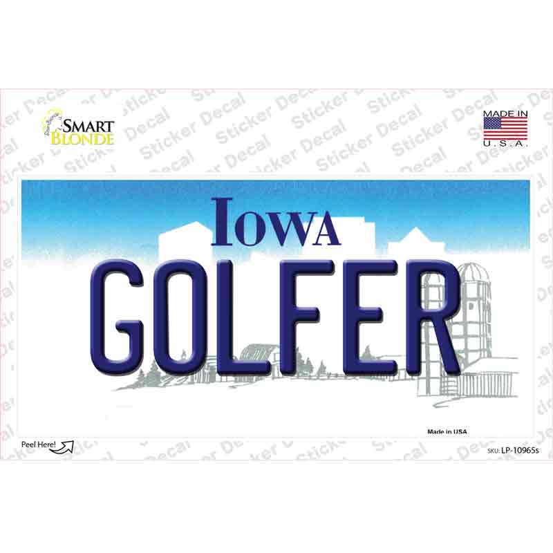 LP-10965s-M 6 x 3 in. Golfer Iowa Novelty Sticker Decal - Medium