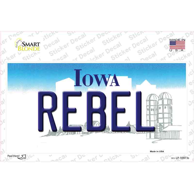 LP-10973s-M 6 x 3 in. Rebel Iowa Novelty Sticker Decal - Medium